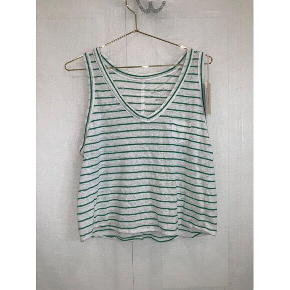 Universal Thread™ Women's Linen Green Stiped Tank top size Medium - Picture 3 of 5